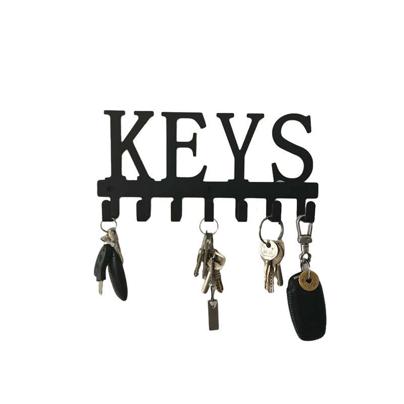 Keys Holder Hooks Organize Rack Wall Mounted -Black