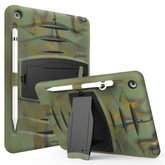 Shock Wave Kickstand Case Anti-Fall Protection With Pencil Holder+Cap For New iPad 7 10.2inch(2019)-Camouflage
