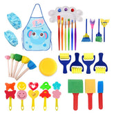 32 Pcs Painting DIY Paint Sponges Tool Early Learn Set for Kids-Blue