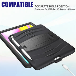 Shock Wave Kickstand Case Anti-Fall Protection With Pencil Holder For 10.5inch iPad Air3/iPad Pro10.5-Black