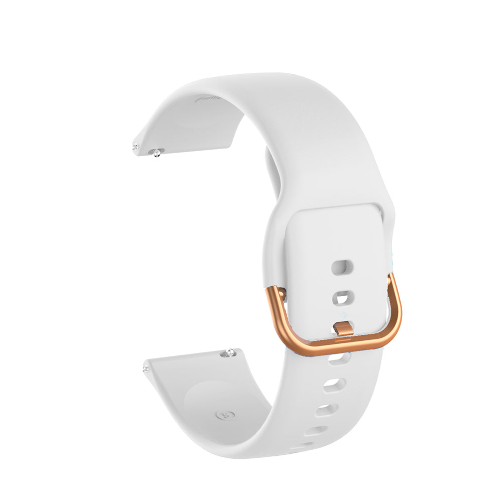 Color Silicone Watch Band Rose Gold Stainless Steel Buckle For Samsung Gear S2 Classic Samsung Galaxy Watch 42mm(White)