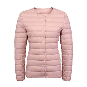 Womens Down Jacket Packable Lightweight Two Wear Waterproof Coat-Pink