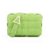 Casual Soft Crossbody Bag Square Design Braided Handbag-Green