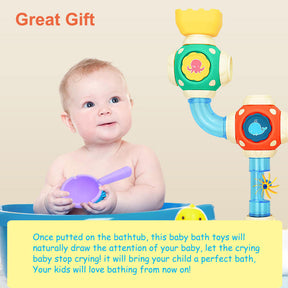 Cute Bath Toys with Spoon Spray Waterfall Shower Toy for Toddlers