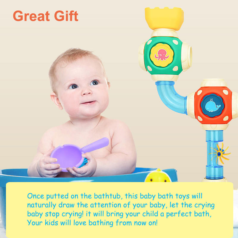 Cute Bath Toys with Spoon Spray Waterfall Shower Toy for Toddlers