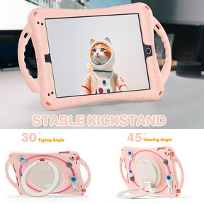 iPad Case Shockproof Case With Handle Stand Shoulder Strap for iPad 9.7 2018/2017/Pro9.7/Air2/Air-Pink