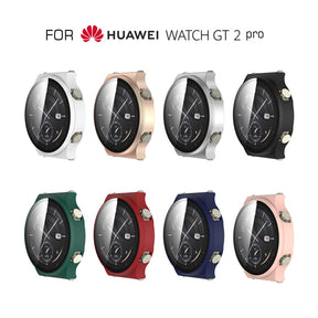 Matte PC Case With Tempered Glass Cover For Huawei GT2 Pro -Silver