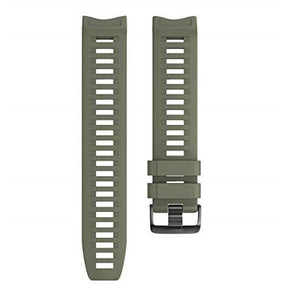 For Garmin Instinct Watchband Soft Silicone Adjustable Replacement Strap 22MM Black Steel Buckle-Army Green