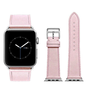 Genuine Leather Replacement Watch Band For iWatch Series SE/6/5/4/3/2/1-Pink