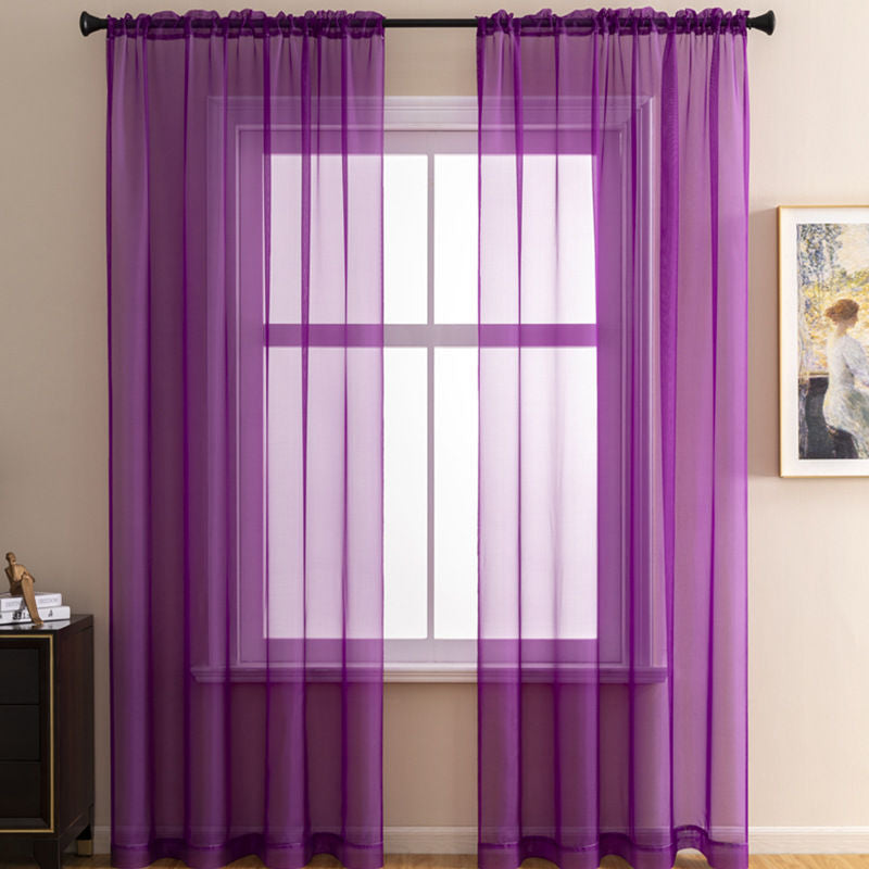 2 Panels Sheer Voile Rod Pocket Elegance Curtains for Living Room Bedroom-61