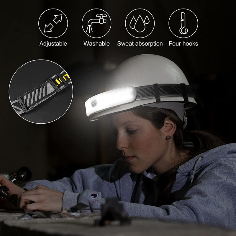 LED Headlamp USB Rechargeable with Red Light Adjustable 6 Modes