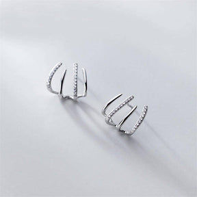 Minimalist Cuff Huggie Stud Earrings for Women Teen Girls-Silver