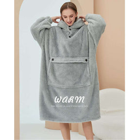 Hoodie Plush Pajama Set for couple-Light Grey