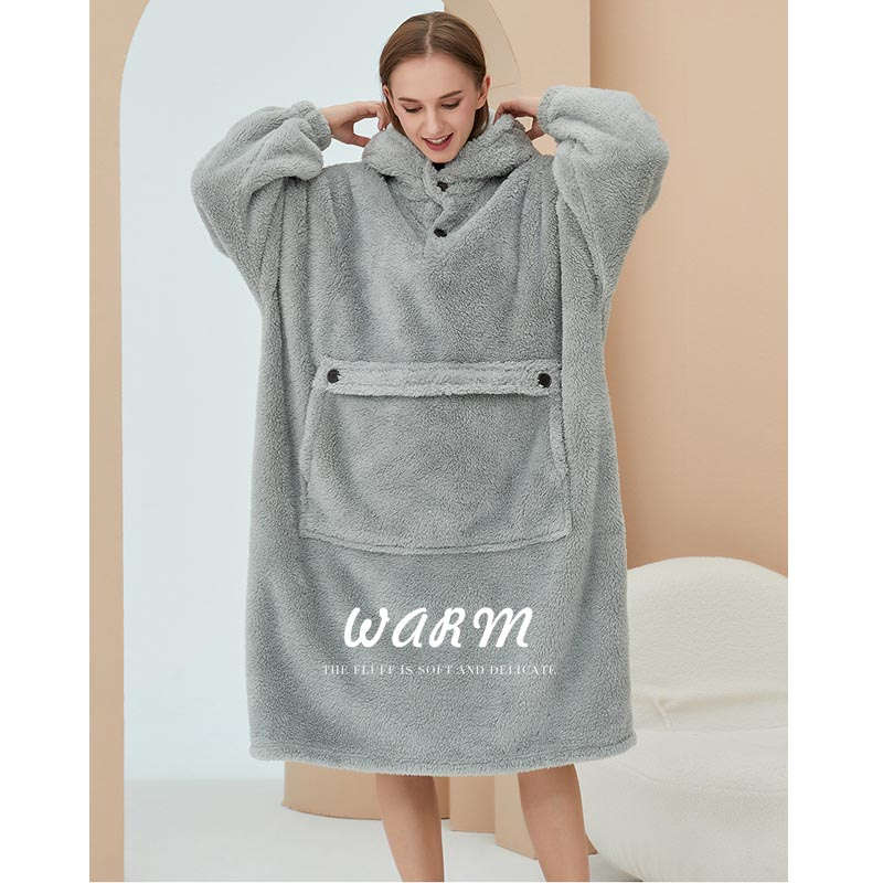 Hoodie Plush Pajama Set for couple-Light Grey