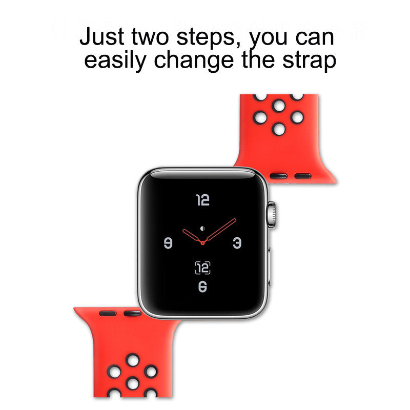 Sports Breathable Silicone Solo Loop Watchband for Apple Watch Series 6/5/4/3/2/1/SE-BlackGray