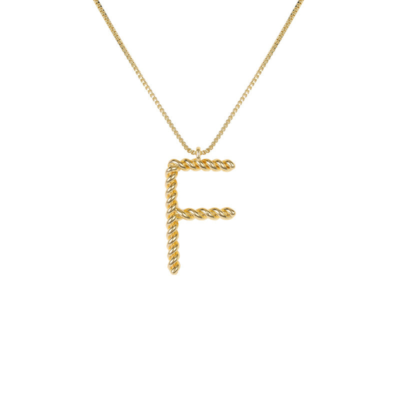 26 Alphabet Twisted Pendant Necklace Personalized Jewelry-F