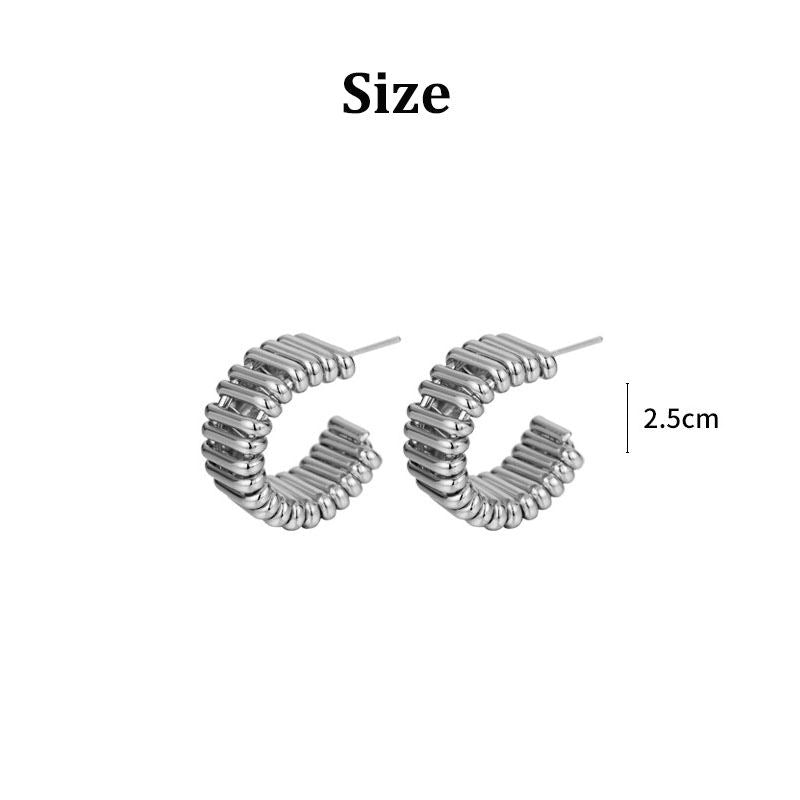 Fashion Wrap Line C-shaped Earrings for Women-Silver