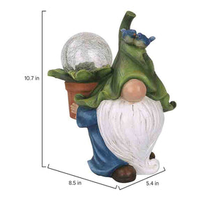 Garden Resin Dwarf Statue Magic Ball with Solar LED Lightsuitable Weatherproof for Outdoor Garden Craft Lights