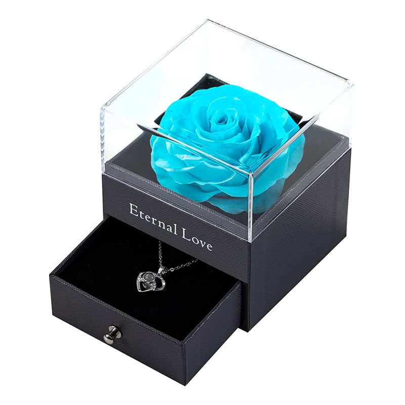 Preserved Flower Rose Gift Box for Valentines Day Anniversary Wedding-Tiffany  Blue