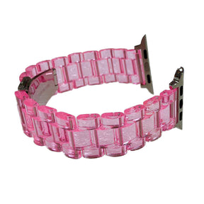 Clear Resin Band Bracelet for iWatch Series SE/6/5/4/3/2/1 with Stainless Steel Buckle-RosePink