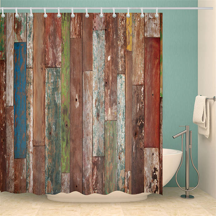 Vintage Wooden Printed Shower Curtains Bathroom Decor Accessory-2