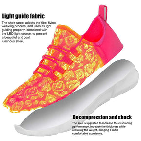 LED Fiber Optic Shoes Light up Sneakers for Women Men-Pink