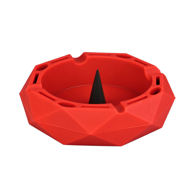Geometric Silicone Ashtray Eco-Friendly Portable Unbreakable Tabletop Tray for Cigarettes Cigar -Red