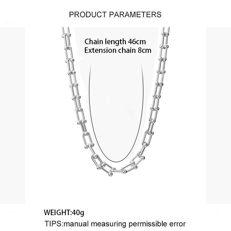 Women U-shaped Paperclip Chain Sliver Necklace