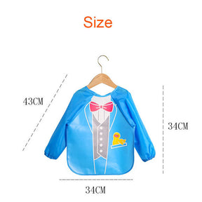 3 Pcs Baby Waterproof Cartoon Long Sleeve Bib Art Smock-B