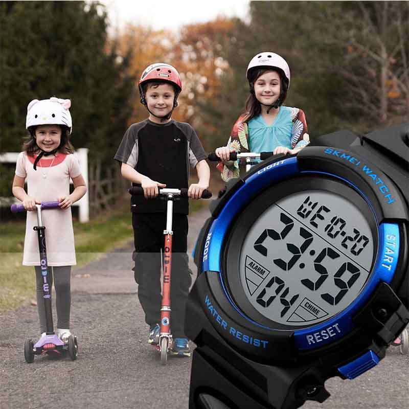 Kids Fashion Digital Watch Boys Sports Waterproof Led Watches-Blue