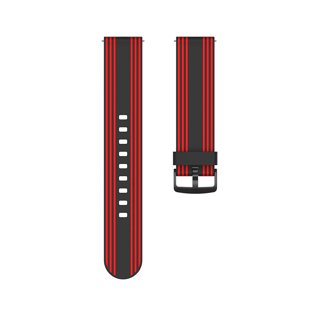Silicone Band Striped Watch Band For Samsung Galaxy Watch 42/46mm Gear S3 Frontier/Classic(Black Red)