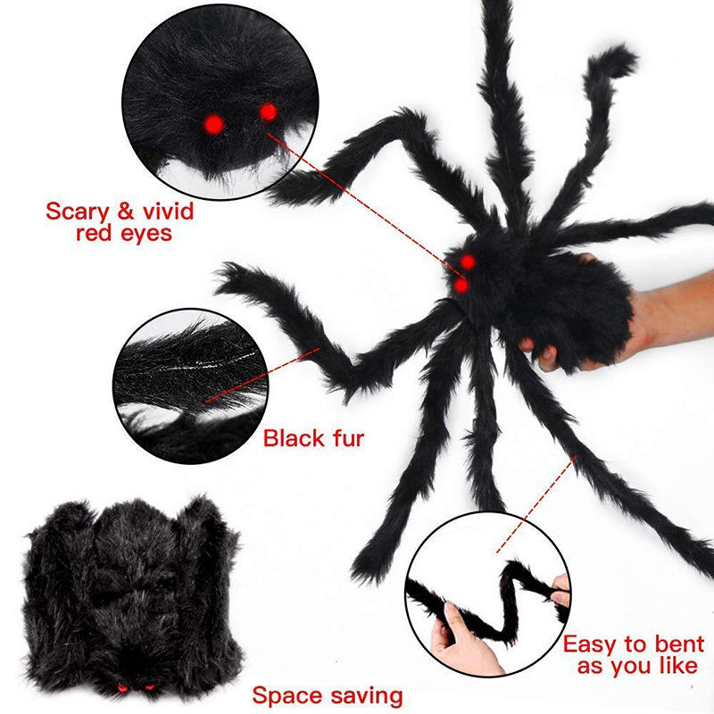 Halloween Realistic Hairy Spiders Set 6 Pack Scary Spiders with Different Sizes for Indoor and Outdoor Decorations