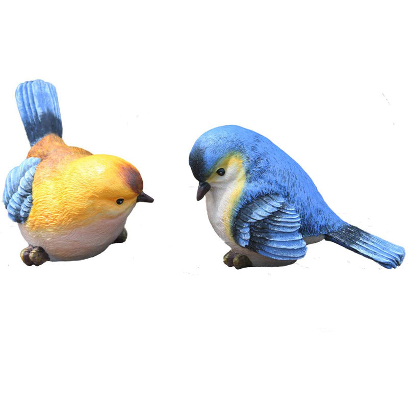 Funny Garden Bird Statue Indoor Outdoor Statues Yard Art Figurines for Patio Lawn House -Blue Orange