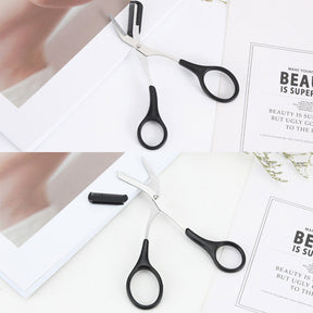 3 Pcs Stainless Steel Trimming Scissors with Eyebrow Comb and Non Slip Finger Grips-A