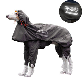 Dog Raincoat 4 Legs Waterproof with Hood Leash Hole for Large Dog-Dark Khaki