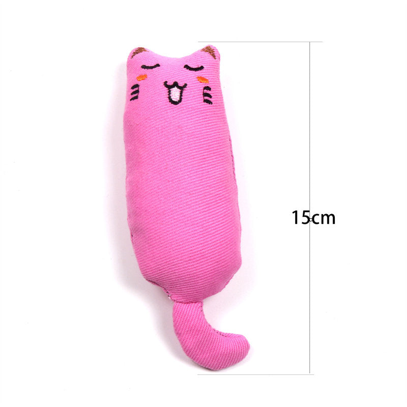 Catnip Filled Cartoon Mice Cat Teething Chew Bite-Resistant Catnip Toys-Pink