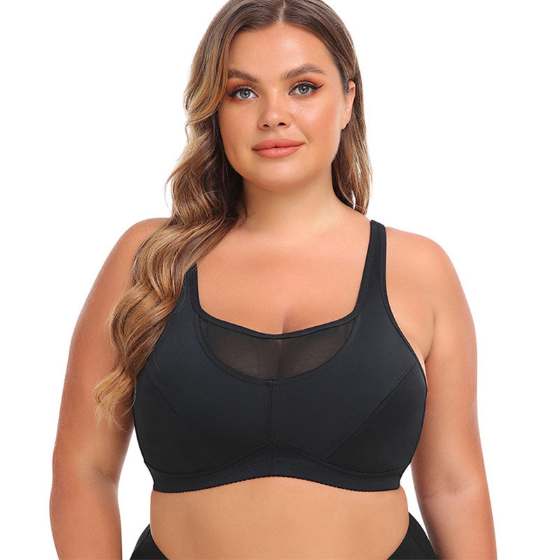 Back Close Sports Bras Wirefree High Impact Plus Size Camisole-Black