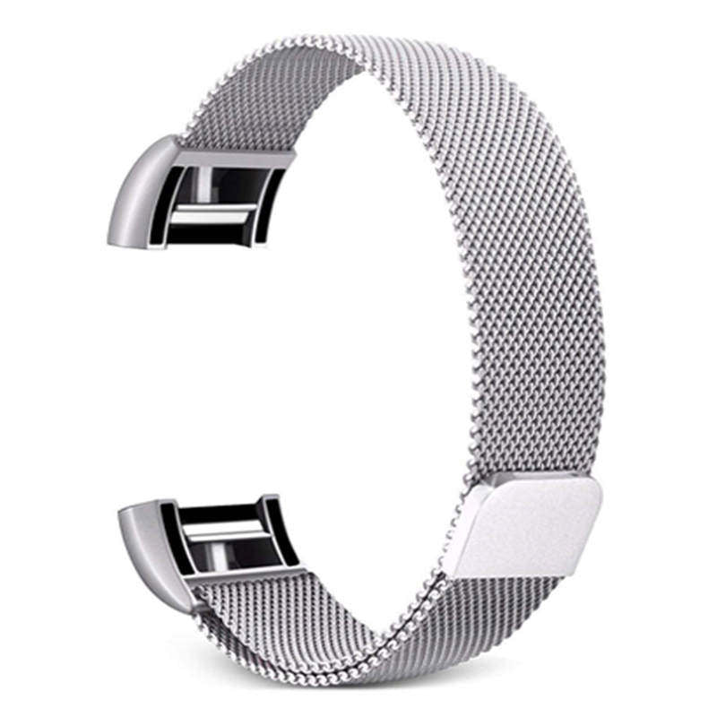 Stainless Steel Magnetic Strap For Fitbit Charge 2 Replacement Bracelets Milanese-Silver