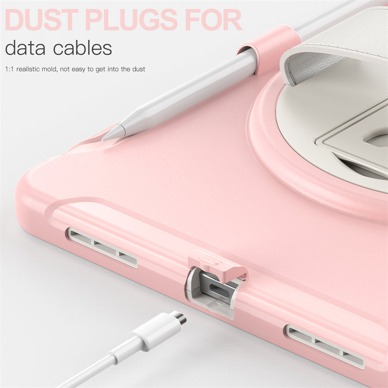 Tablet Case For iPad 10th with 360¡ã Kickstand/Hand Strap Shockproof-Pink