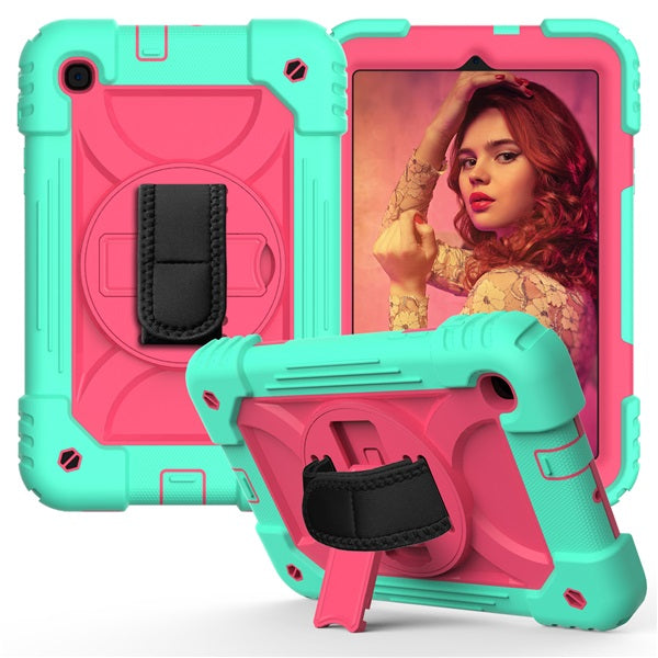 Rainbow Tablet Case An-fall Protective Cover For Samsung Galaxy Tab A 8.4 T307 2020-Aqua&Hot Pink