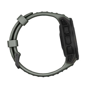 For Garmin Instinct Watchband Soft Silicone Adjustable Replacement Strap 22MM Black Steel Buckle-Army Green