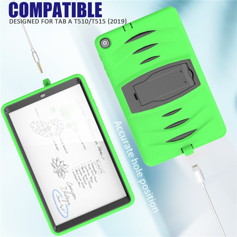 Shock Wave Kickstand Case Anti-Fall Protection For Samsung Tab A 10.1 T510/T515(2019)-Green