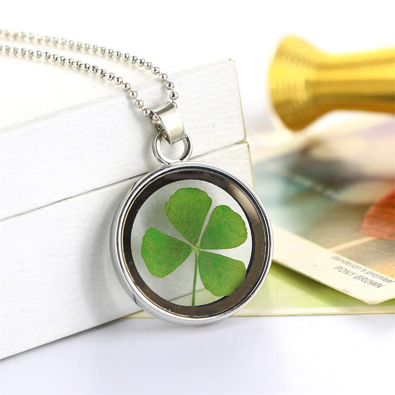 Silver Tone Lucky 4-Leaf Clover Pendant Necklace