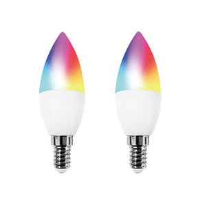 2Pcs Smart Bulb C37 Light WiFi LED Dimmable Color Candle Bulbs-110V