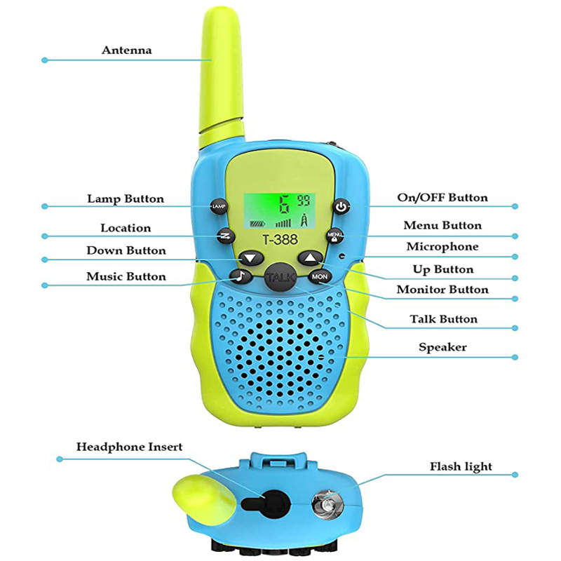 Walkie Talkies Kid Toy 3 Pack Long Range Handheld Radio Game Gifts for Boys Girls-Multicolor