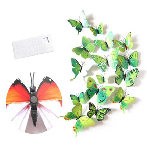 3D Vivid Butterfly Wall Stickers Fridge Magnet Decoration for Room Background-H003 Green