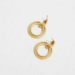 Trendy Circle Drop Earrings Polished Hoop Stud Earrings for Womens