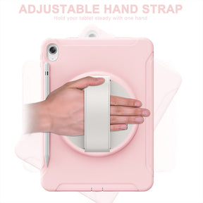 Tablet Case For iPad 10th with 360¡ã Kickstand/Hand Strap Shockproof-Pink