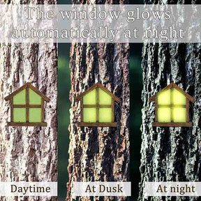 Gnome Home Miniature Window and Door with Litter lamp for Trees Decoration Glow in Dark Fairies Sleeping Door and Windows