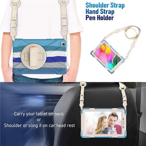 Samsung Tablet Case With Pencil Stand+Rotating Stand+Shoulder Strap For Tab A 8 T290/T295-Blue